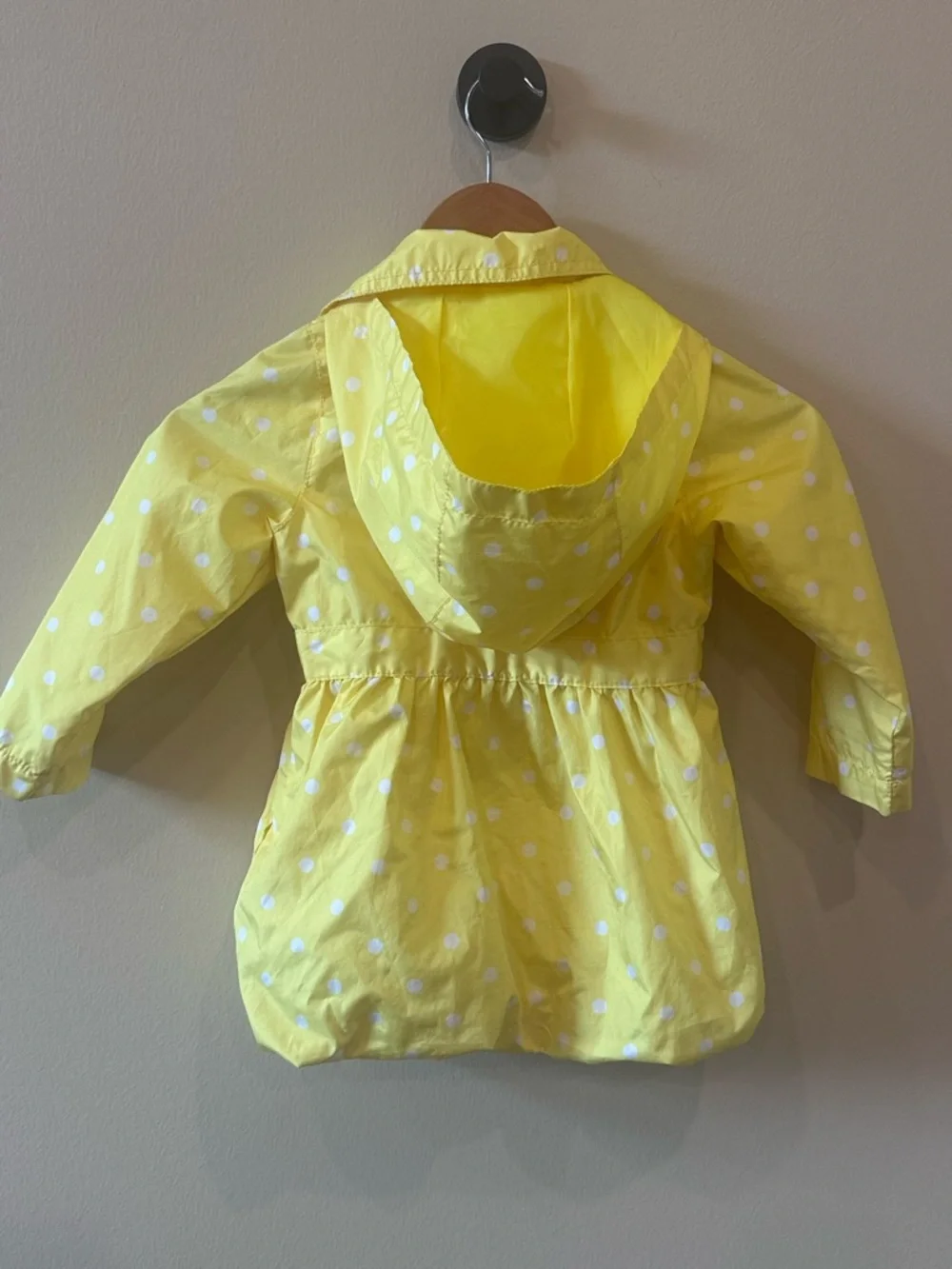 OshKosh B’gosh Yellow White Polka Dot Hooded Rain Jacket Coat Girls Size 4T